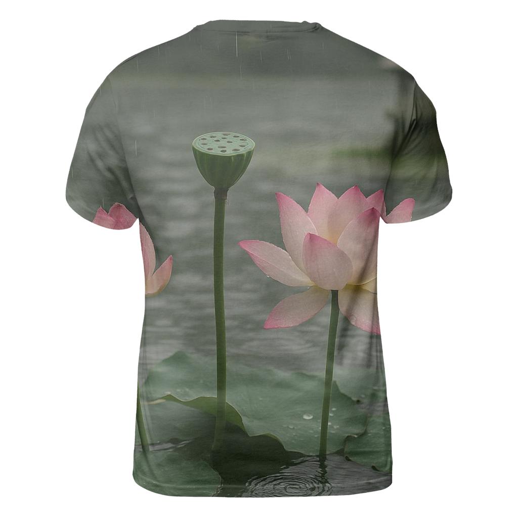 Lotus Seedpod And Blossoms In A Temple Pond After Rain artistic all-over print tops