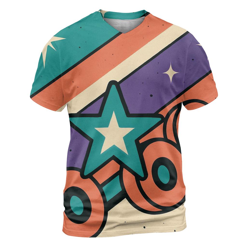 Roller Rink Starburst Stripes artistic all-over print tops