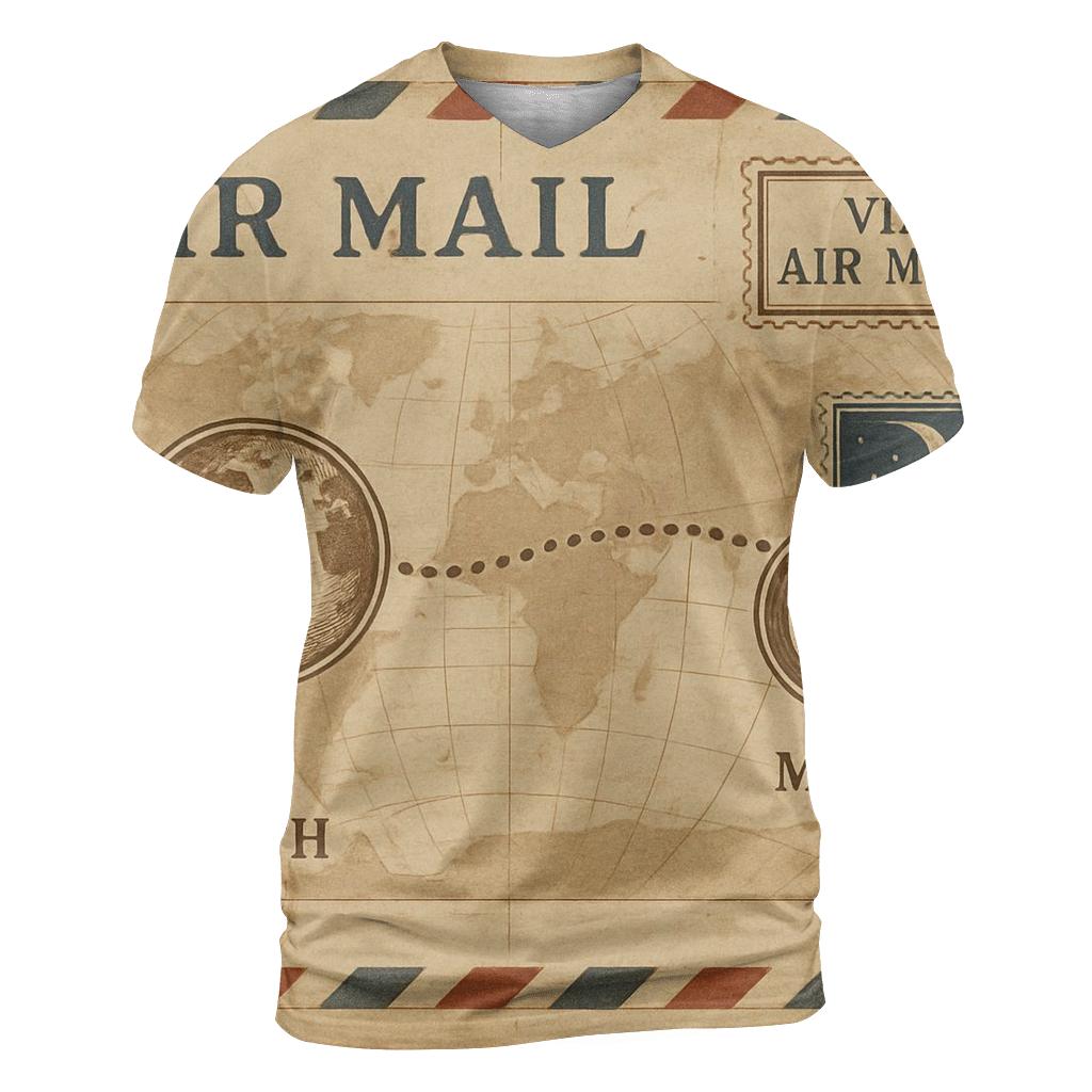 Aged Air Mail Map Of The Moon Route vibrant all-over design tees