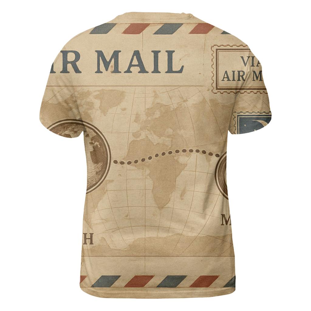 Aged Air Mail Map Of The Moon Route vibrant all-over design tees