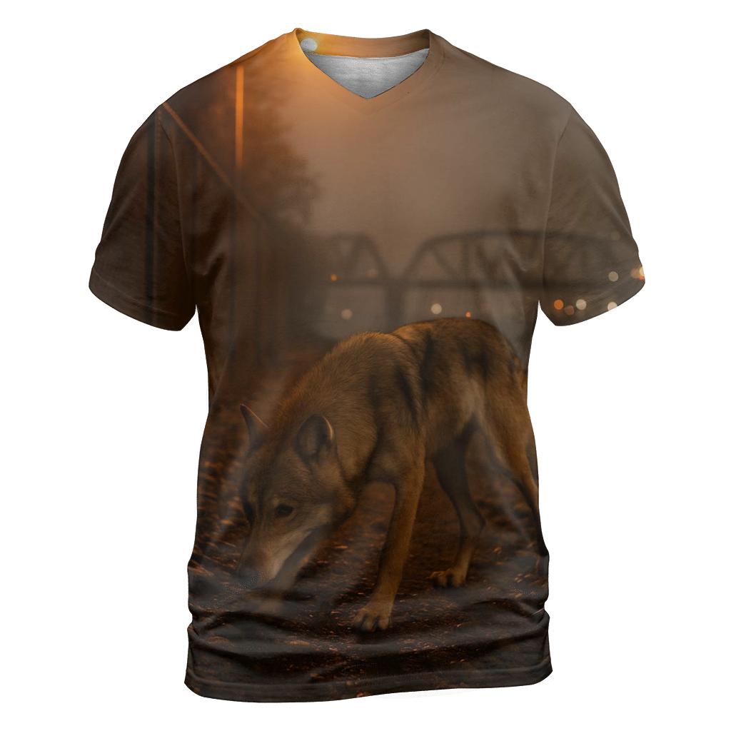 Urban Perimeter Wolf On Industrial Riverbank custom all-over print shirts