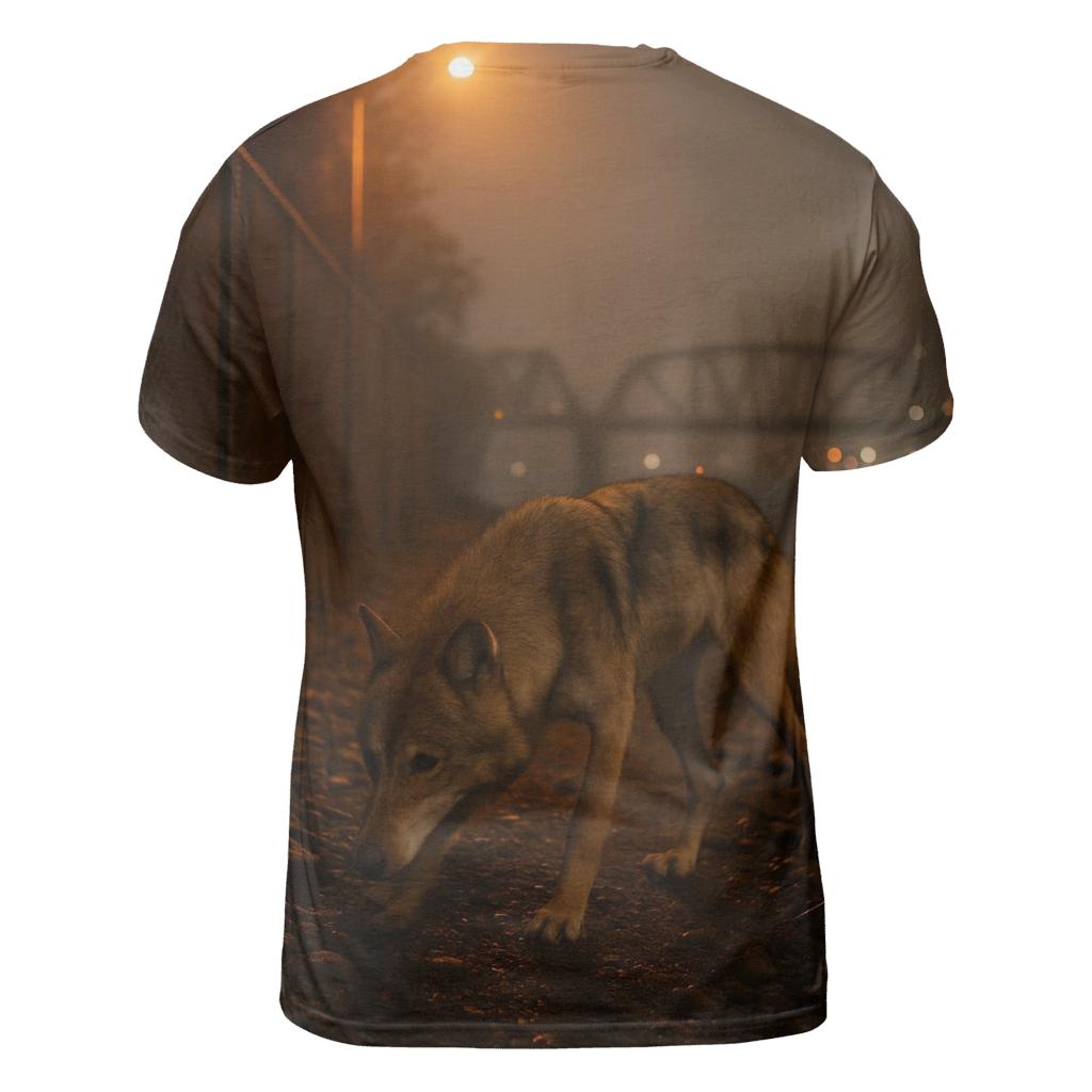 Urban Perimeter Wolf On Industrial Riverbank custom all-over print shirts
