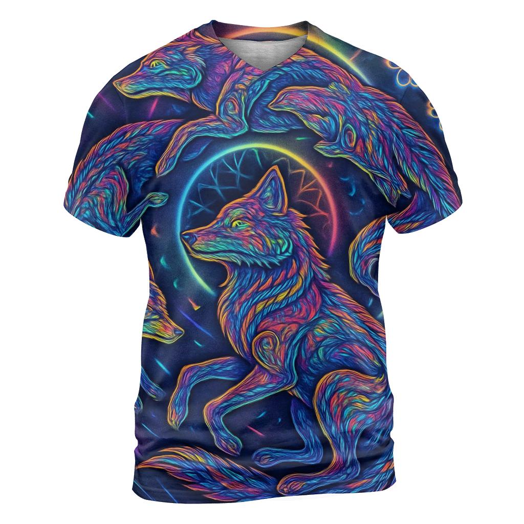 Prismatic Dreamweave Wolf Pack unique graphic print tees