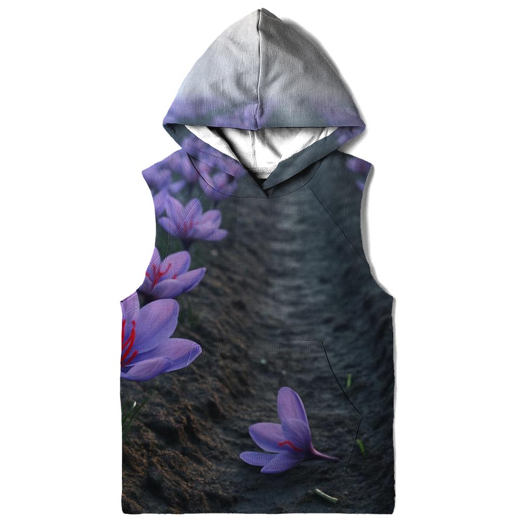 Saffron Crocus Harvest Rows In Early Autumn Mist zip-up hoodies