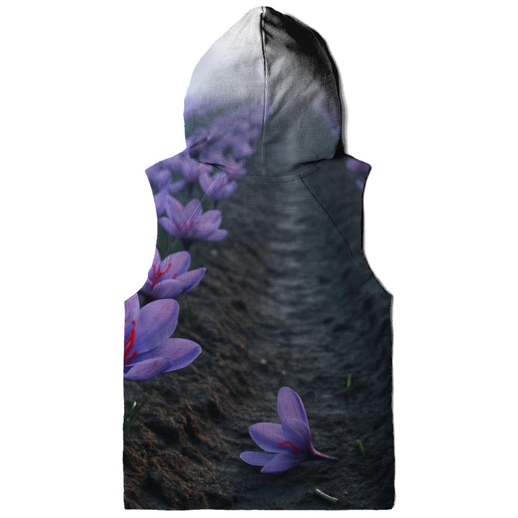 Saffron Crocus Harvest Rows In Early Autumn Mist zip-up hoodies