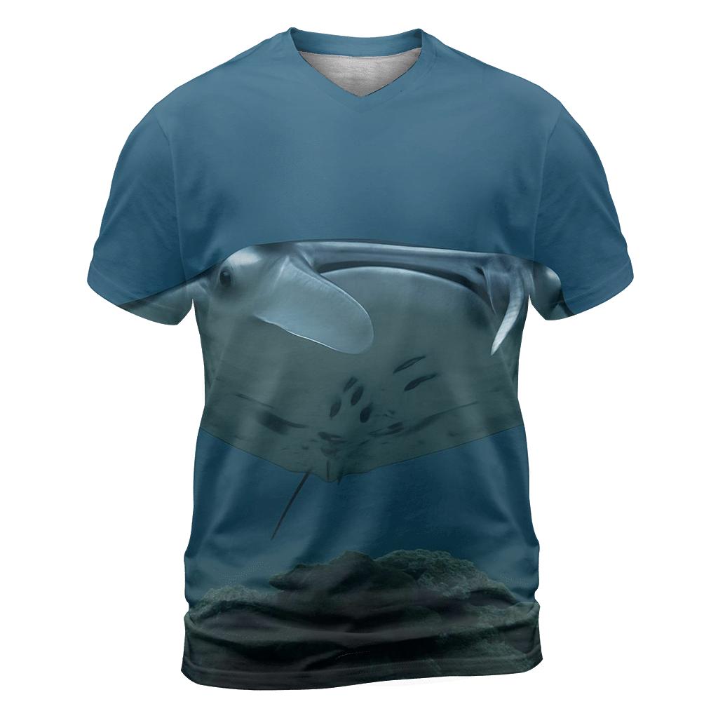 Cleaning Station Drift Reef Manta Ray creative print fashion shirts