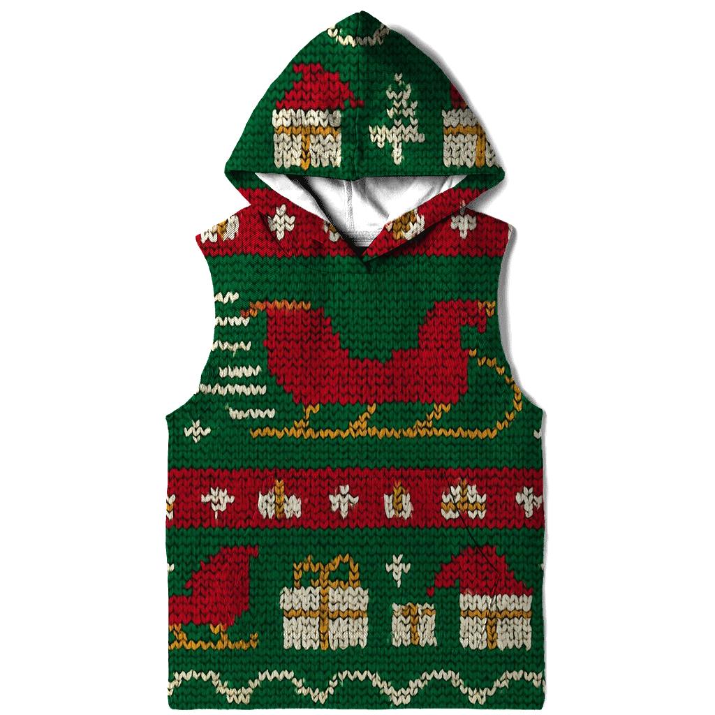 Santa Sleigh Warp Stripe Design hoodies fashion