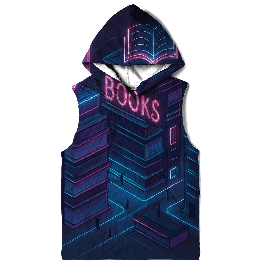 Isometric Neon Library City designer hoodies