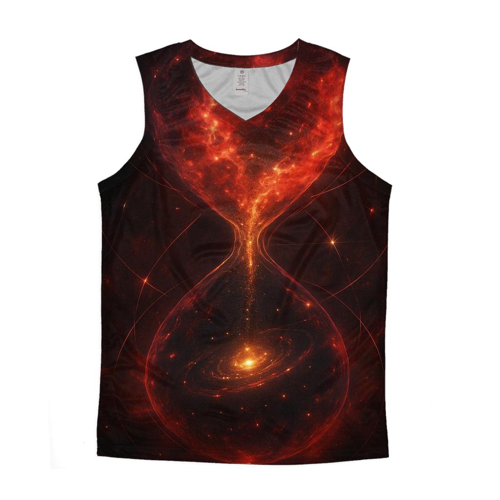 Time Dilation Hourglass Nebula graphic print tank tops