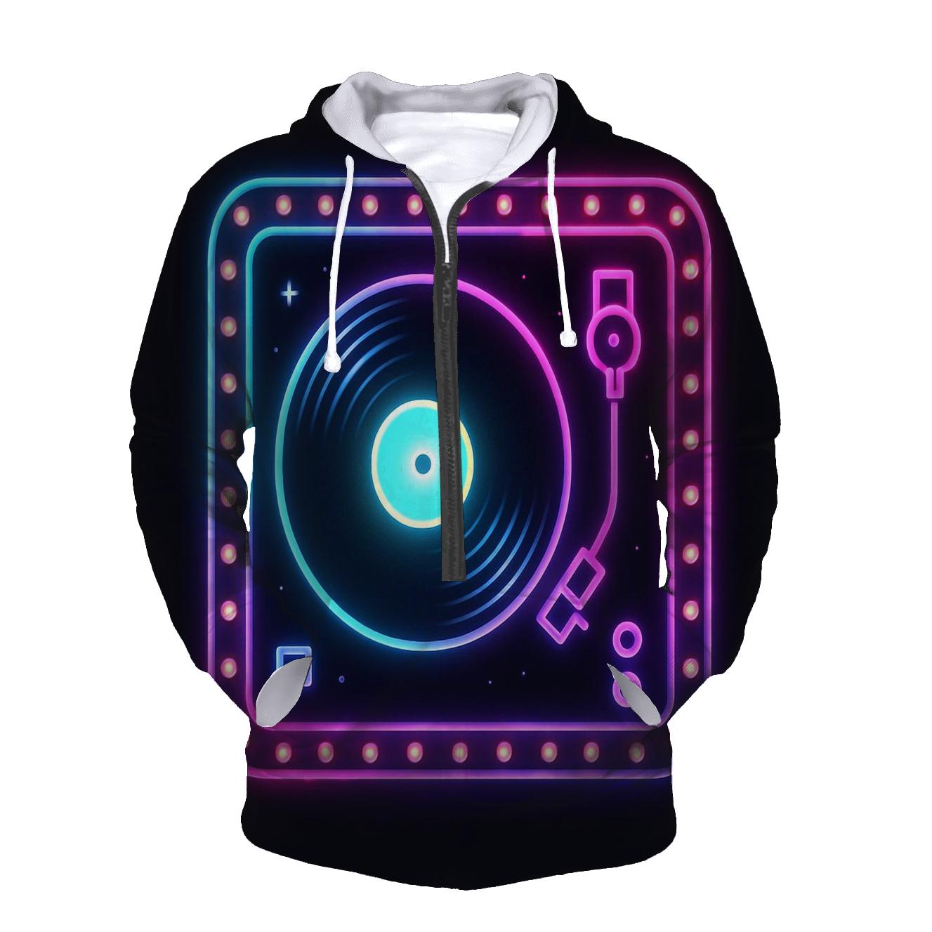 Neon Marquee Turntable zip-up hoodies