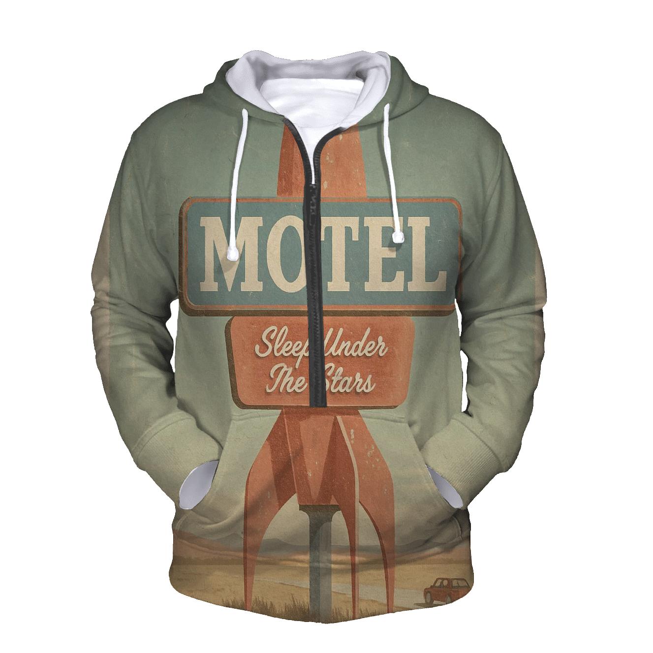 Weathered Space Age Motel Postcard lightweight hoodies