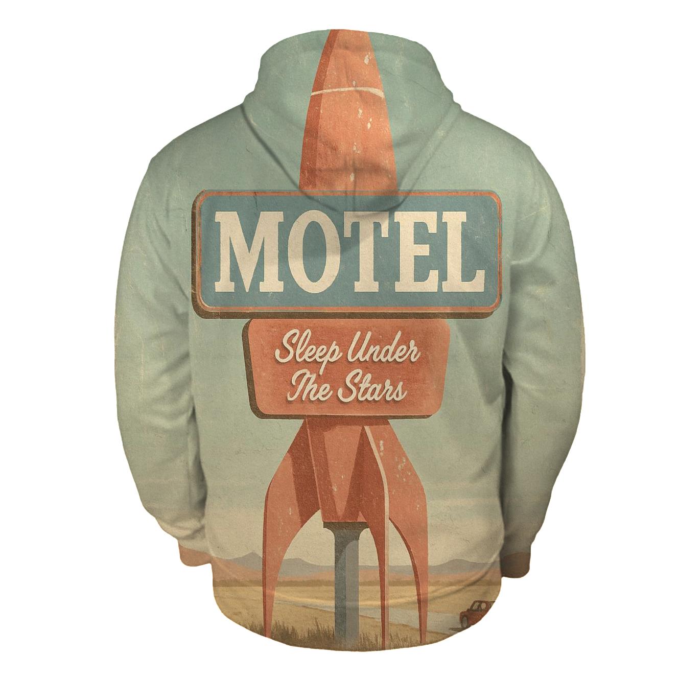 Weathered Space Age Motel Postcard lightweight hoodies