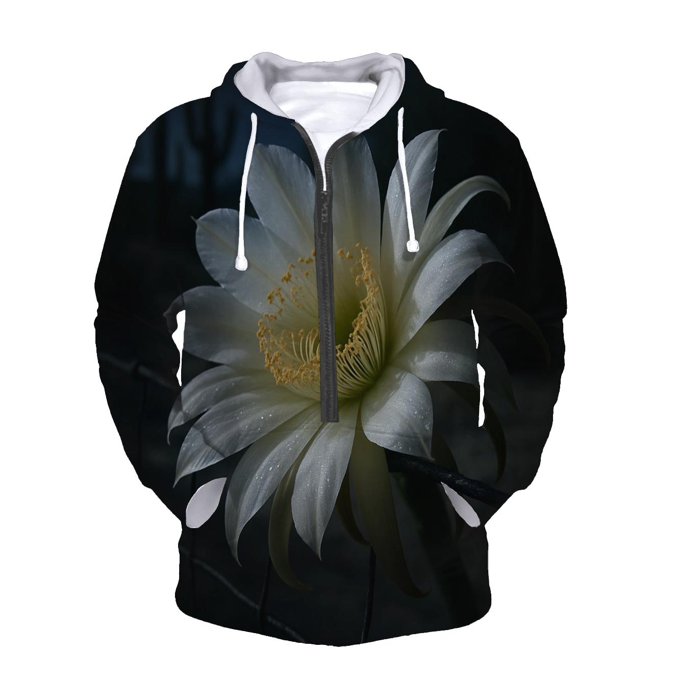 Night Blooming Cereus On A Desert Fence Line printed hoodies