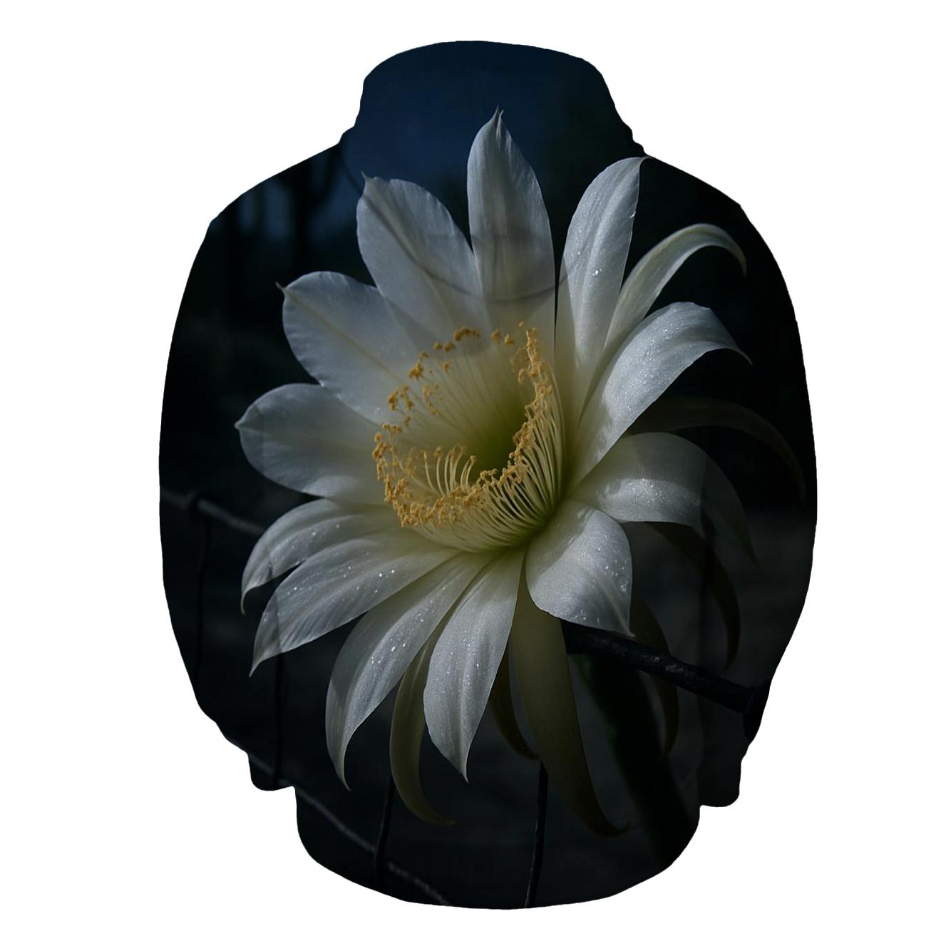 Night Blooming Cereus On A Desert Fence Line printed hoodies