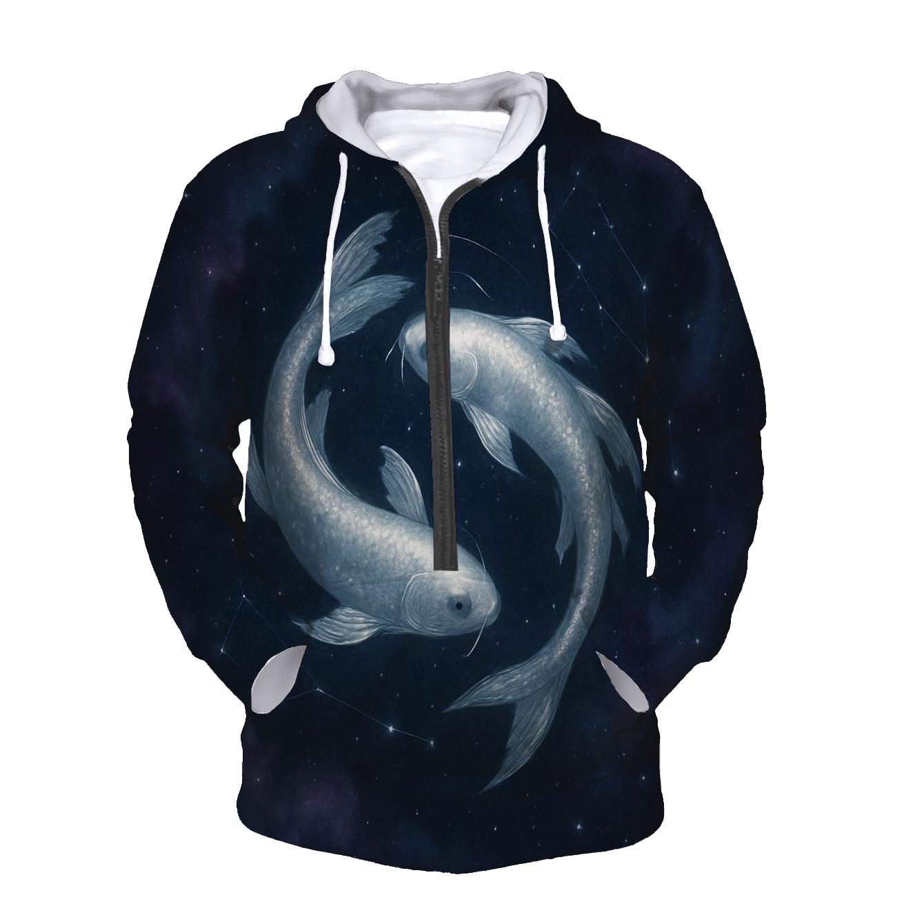 Pisces Twin Koi Nebula Dreamscape designer hoodies
