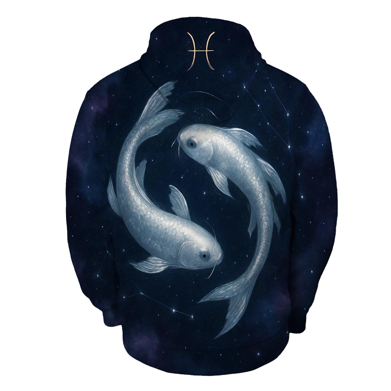 Pisces Twin Koi Nebula Dreamscape designer hoodies