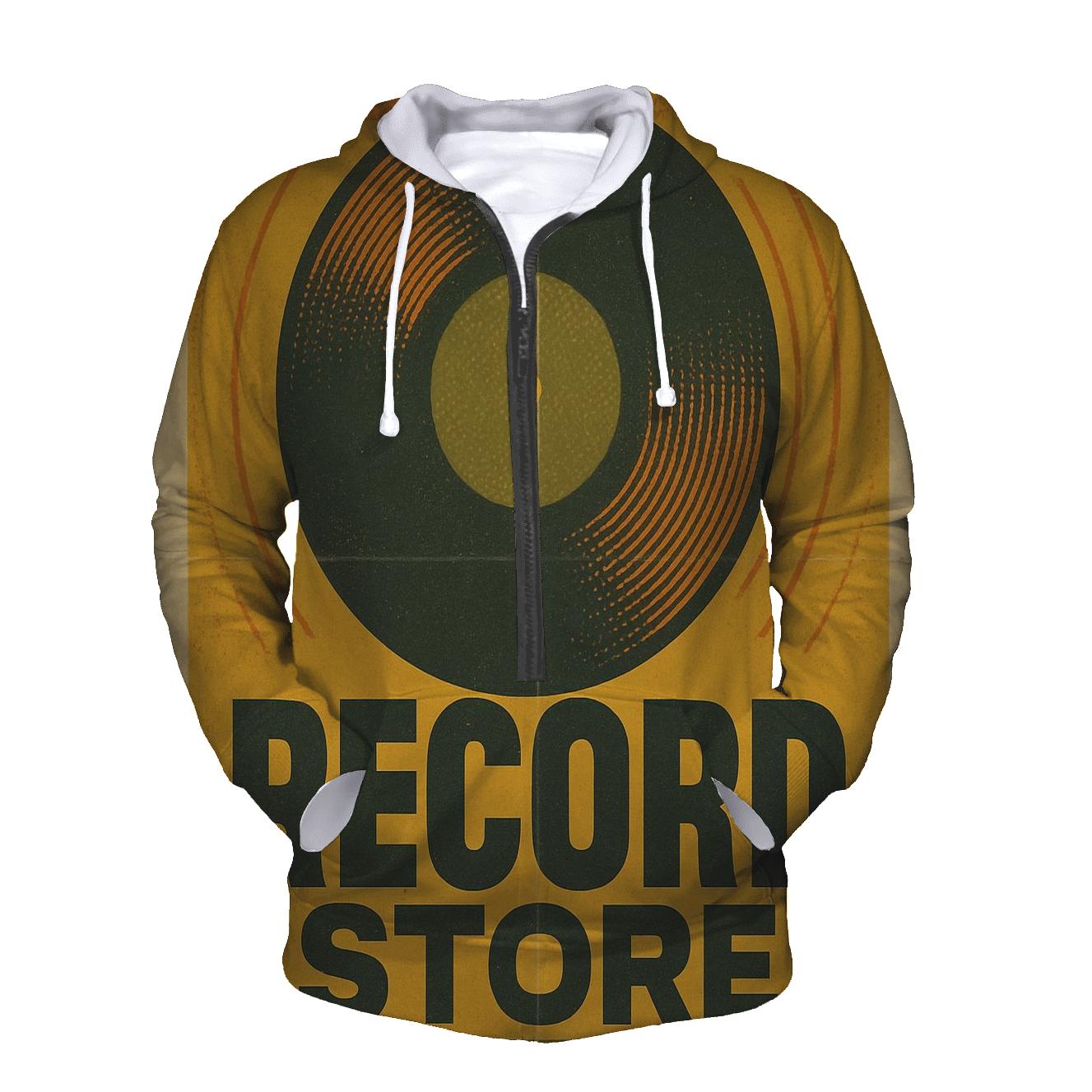 Faded Vinyl Record Shop Window Poster zip-up hoodies