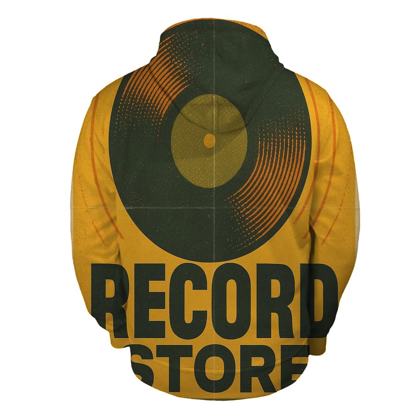 Faded Vinyl Record Shop Window Poster zip-up hoodies