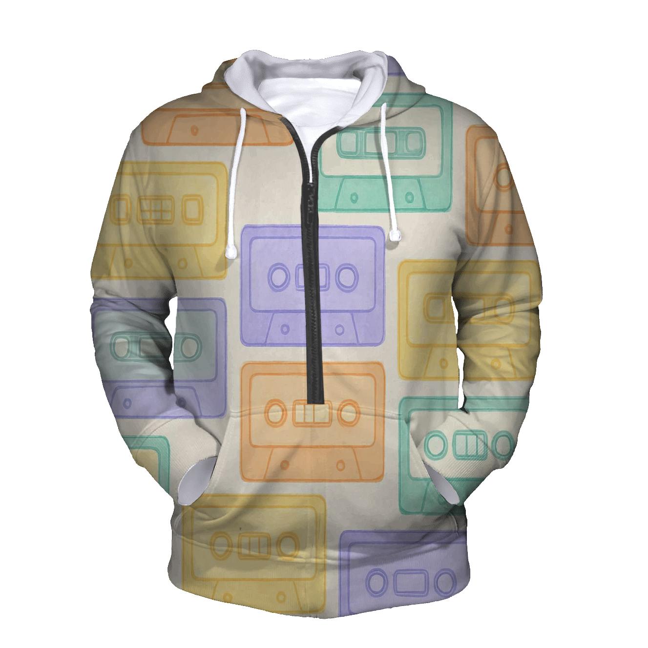 Pastel Cassette Patchwork heavyweight hoodies