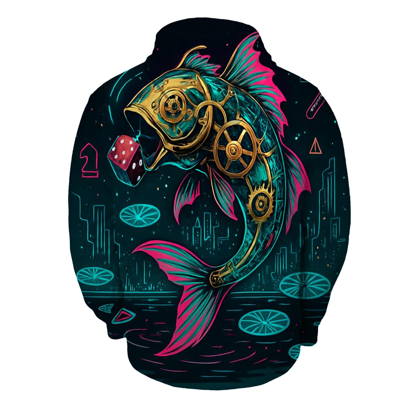 Clockwork Koi Dream Circuit graphic hoodies