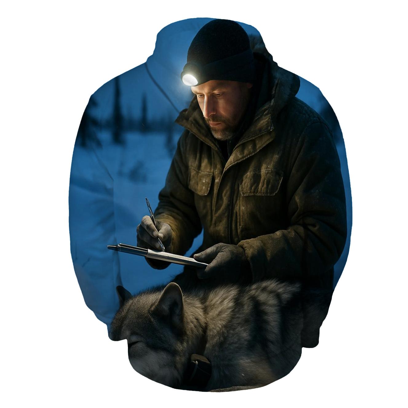 Radio Collar Field Check At Arctic Treeline graphic hoodies