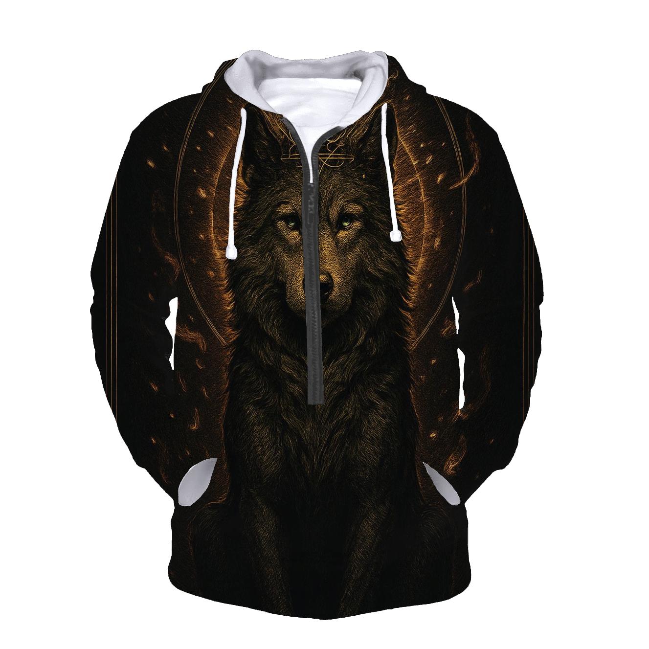 Golden Ashen Wolf Crown Ritual graphic hoodies
