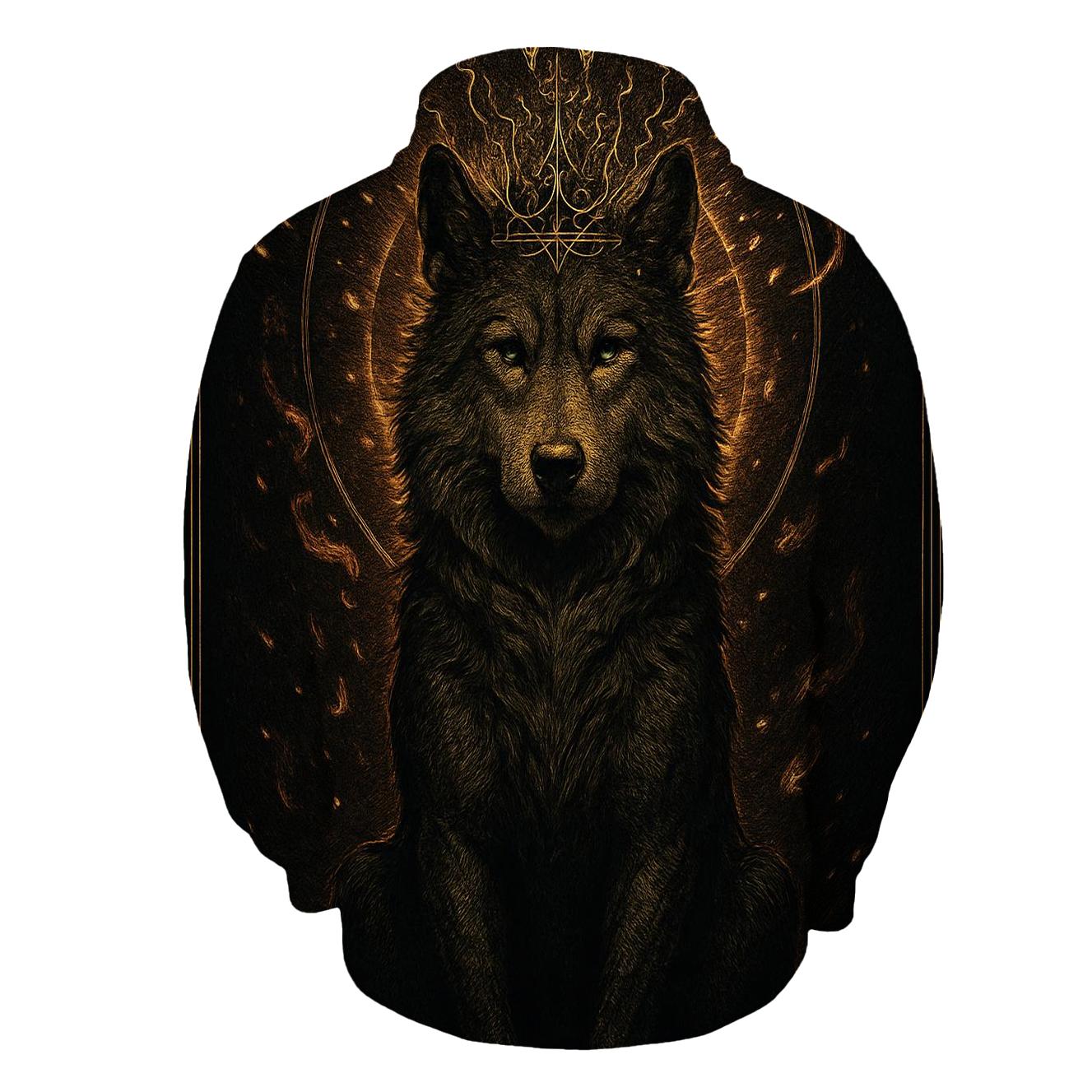 Golden Ashen Wolf Crown Ritual graphic hoodies