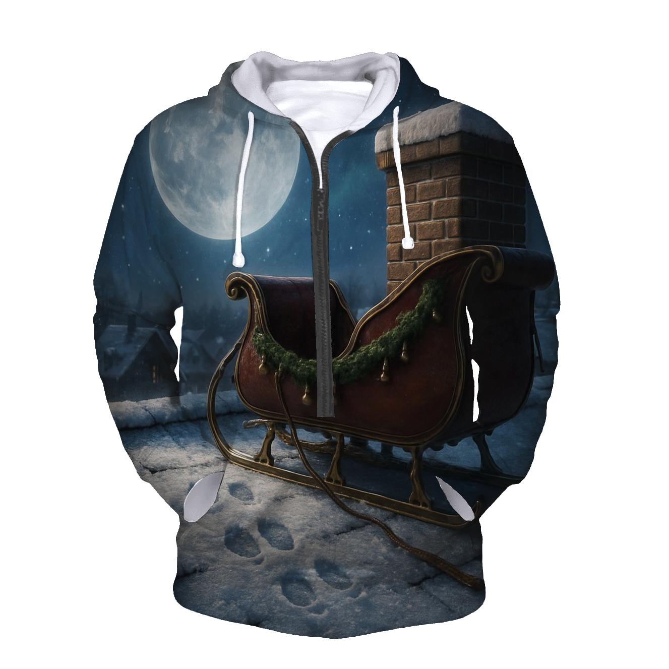 Midnight Sleigh Runners And Moonlit Rooftops pullover hoodies