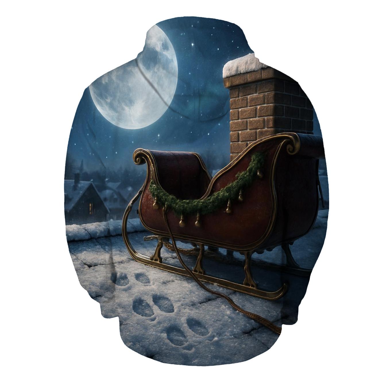 Midnight Sleigh Runners And Moonlit Rooftops pullover hoodies