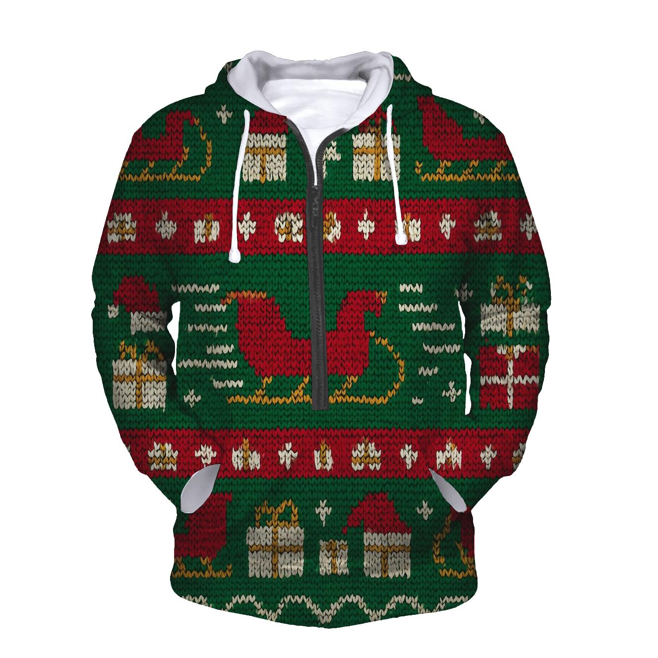 Santa Sleigh Warp Stripe Design hoodie styles