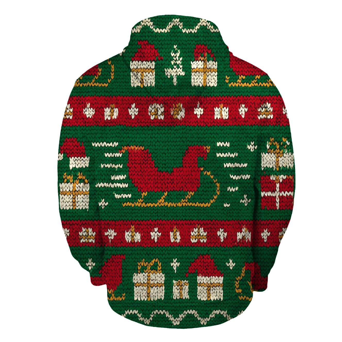 Santa Sleigh Warp Stripe Design hoodie styles