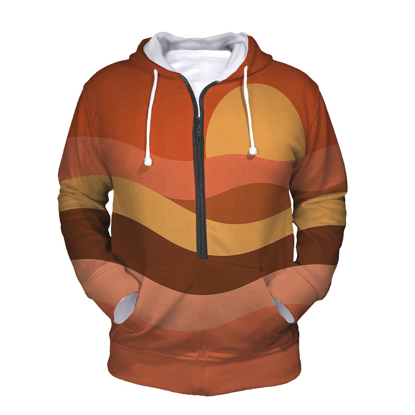 Sunset Wave Horizon Bands graphic hoodies