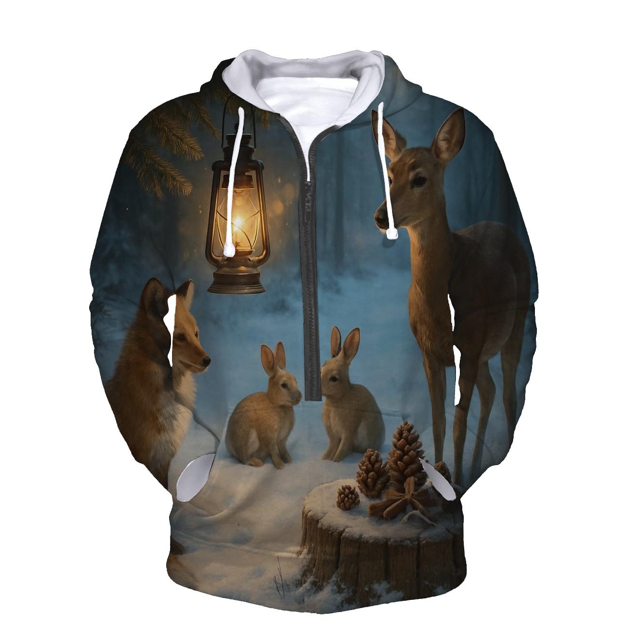 Lantern Glow In A Snowy Evergreen Clearing graphic hoodies