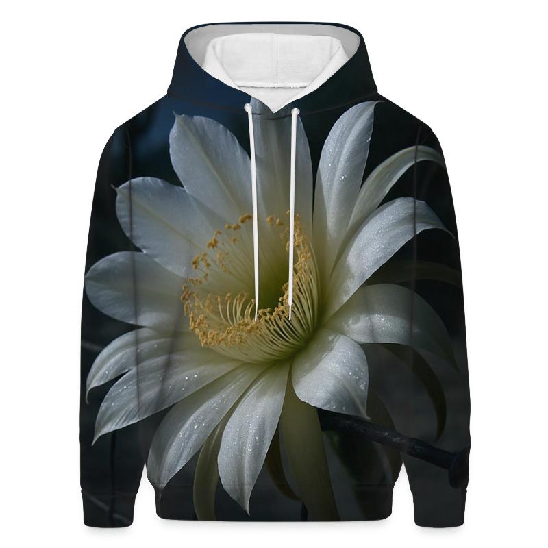 Night Blooming Cereus On A Desert Fence Line embroidered hoodies