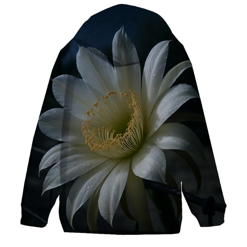 Night Blooming Cereus On A Desert Fence Line embroidered hoodies