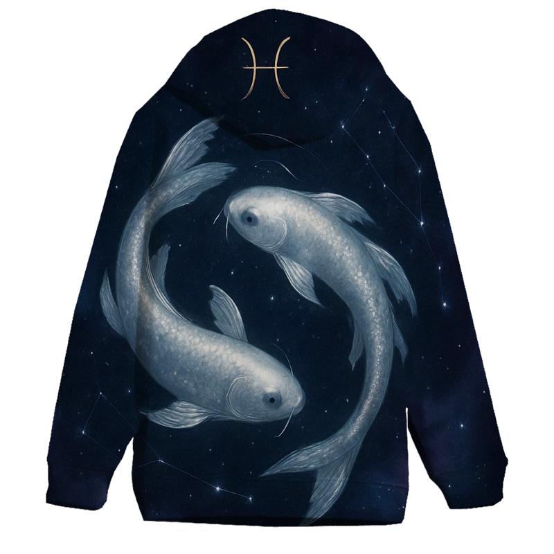 Pisces Twin Koi Nebula Dreamscape designer hoodies