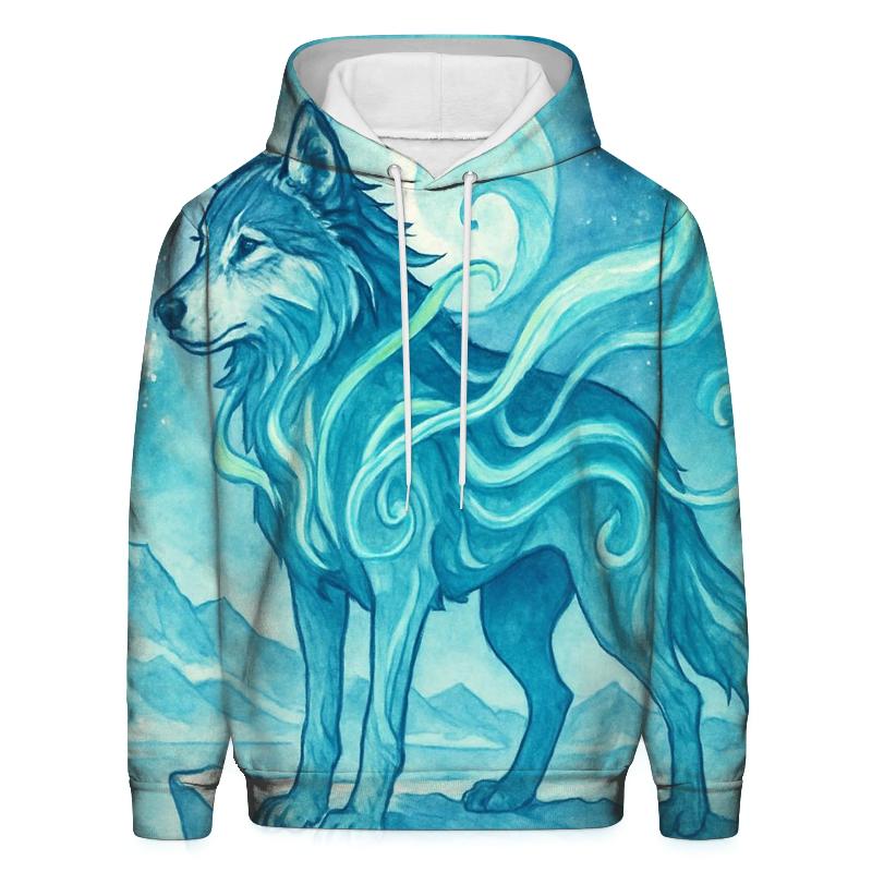 Abyssal Aurora Wolf Sentinel premium hoodies