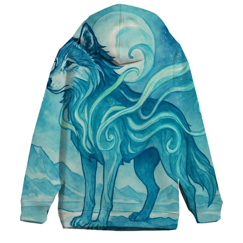 Abyssal Aurora Wolf Sentinel premium hoodies