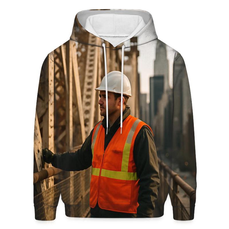 Midtown Skyline From Queensboro Bridge Maintenance Walkway embroidered hoodies