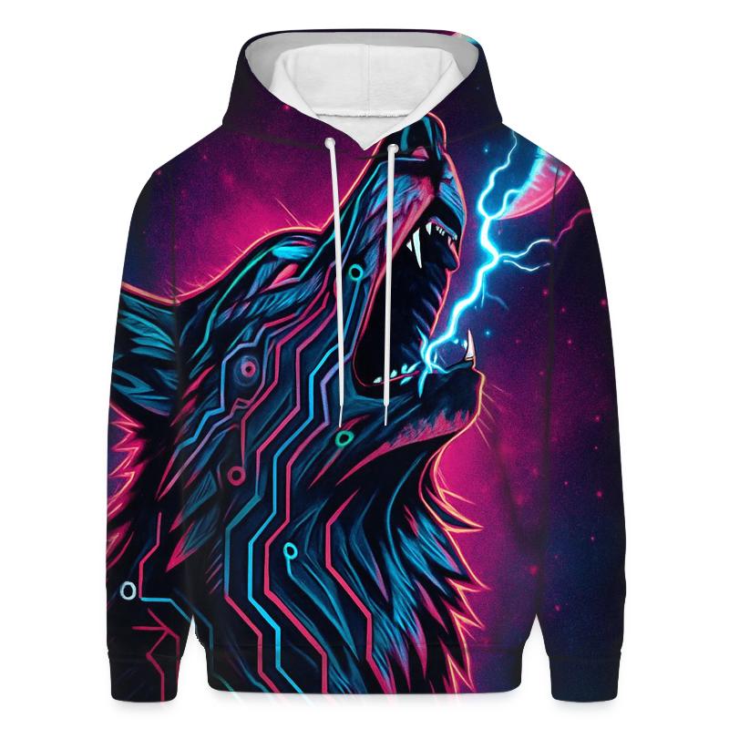 Neon Circuit Howl Wolf lightweight hoodies