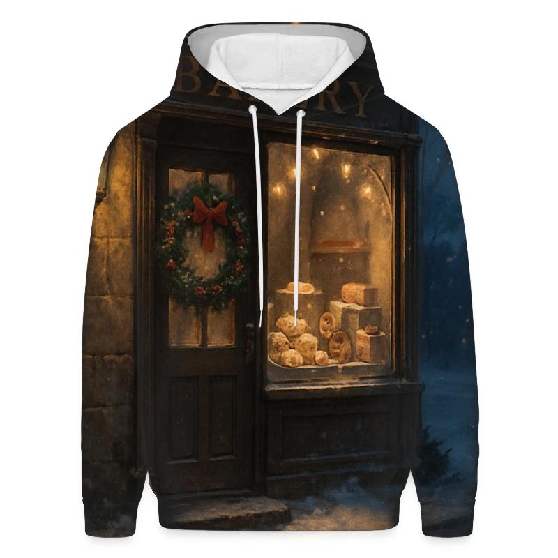 Sugarplum Bakery Window On A Snowy Street hoodie styles