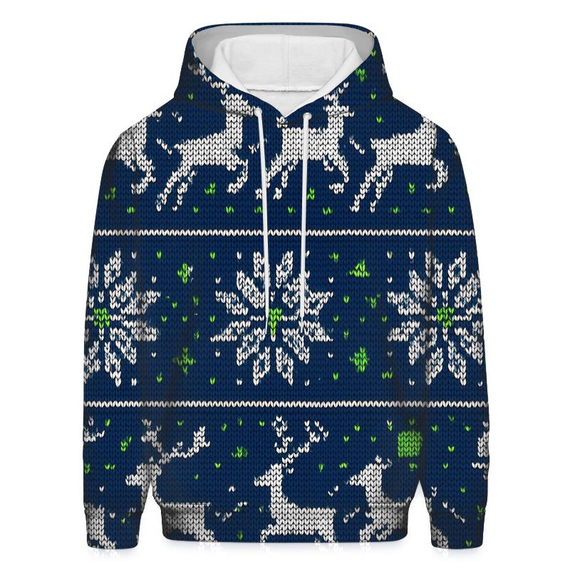 Reindeer Constellation Fair Isle Design pullover hoodies