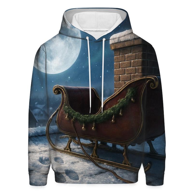 Midnight Sleigh Runners And Moonlit Rooftops heavyweight hoodies