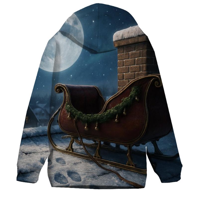 Midnight Sleigh Runners And Moonlit Rooftops heavyweight hoodies