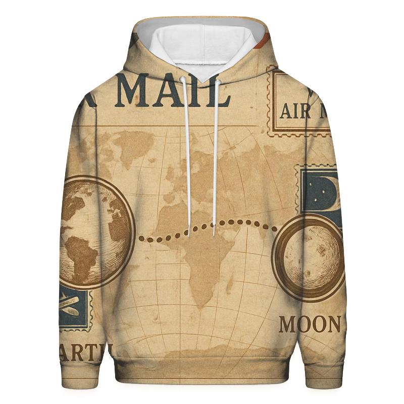 Aged Air Mail Map Of The Moon Route hoodie trends