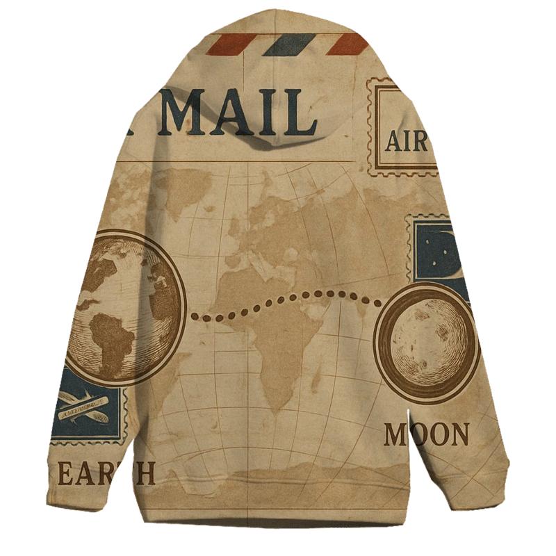 Aged Air Mail Map Of The Moon Route hoodie trends