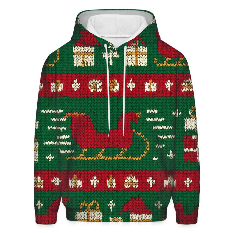 Santa Sleigh Warp Stripe Design designer hoodies