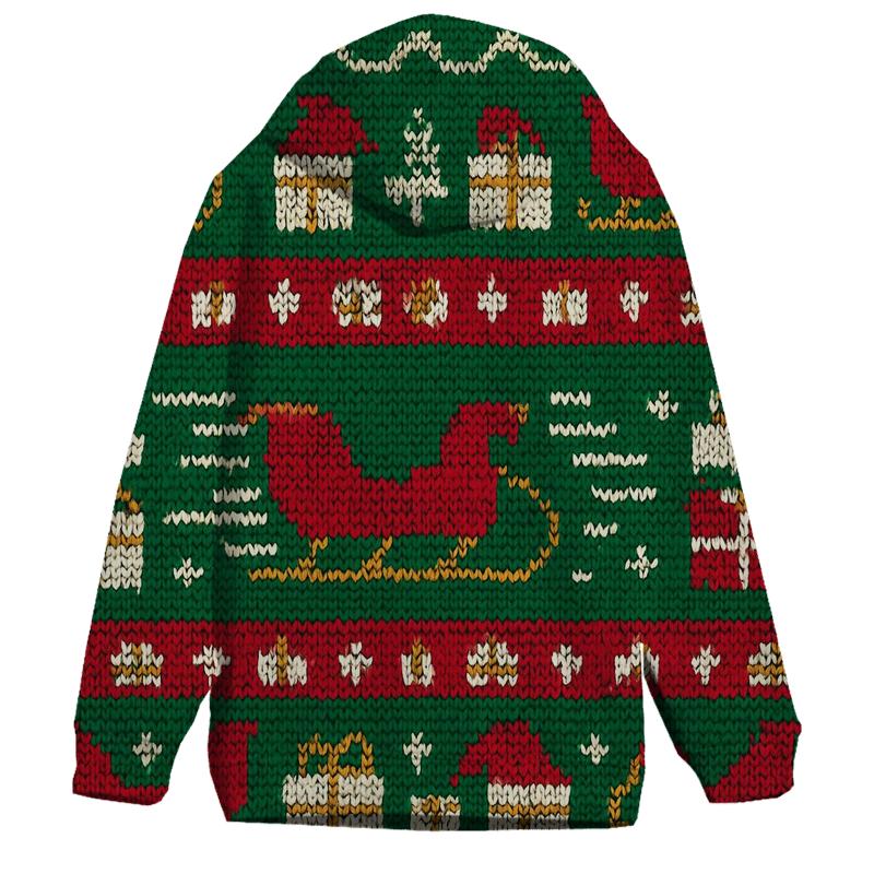 Santa Sleigh Warp Stripe Design designer hoodies