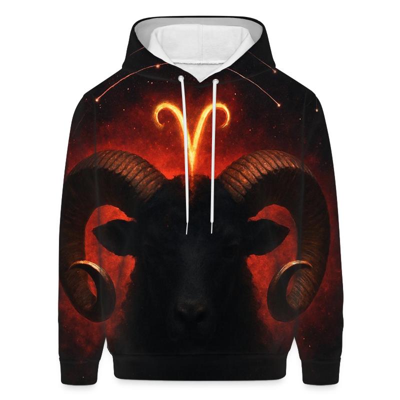 Aries Ram Horns Meteor Crown graphic hoodies