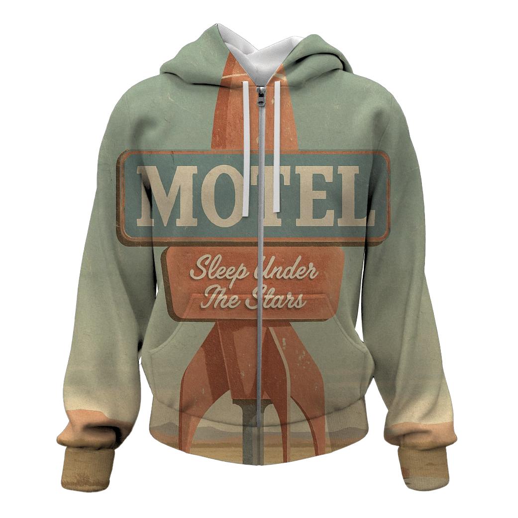 Weathered Space Age Motel Postcard hoodie styles